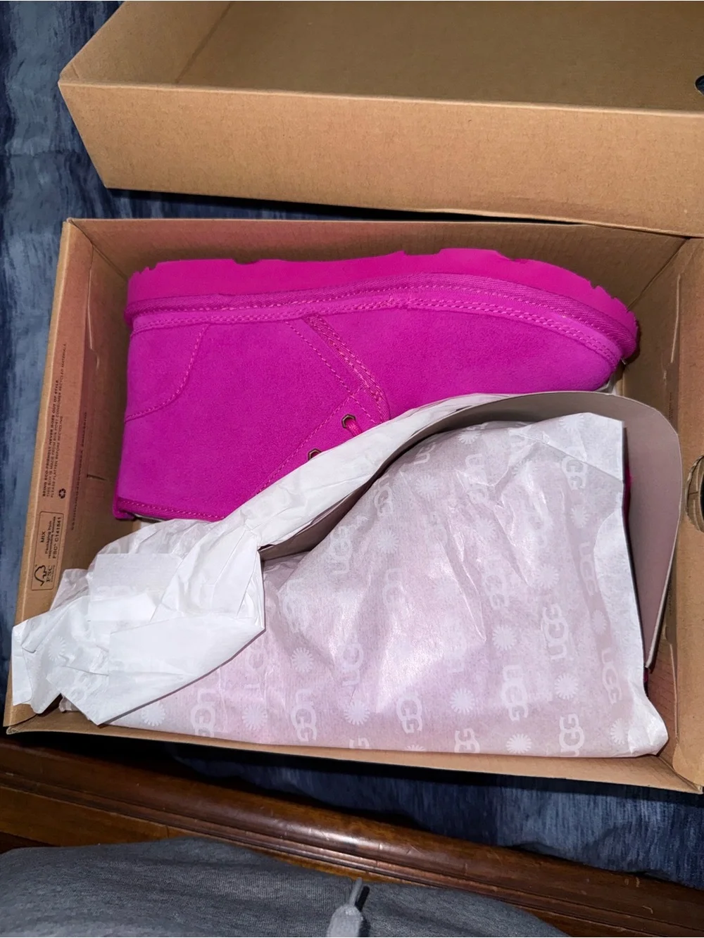UGG Kids Hot Pink Suede Lace-Up Boot